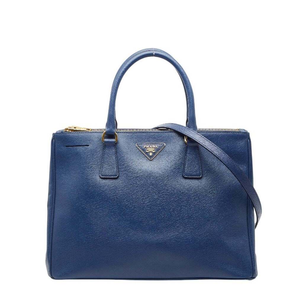 PRADA Blue Leather Saffiano Shoulder Bag - Picture 1 of 13